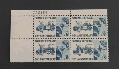 US stamps Plate Block of 4 - SC# 1406 - 6 cent - Woman Suffrage - MNH. Free Ship - Image 1 of 2