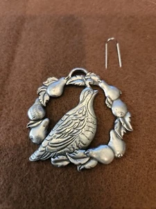 VINTAGE SEAGULL PEWTER ORNAMENT BOBWHITE QUAIL BIRD with FRUIT PEWTER 1985 - Picture 1 of 6