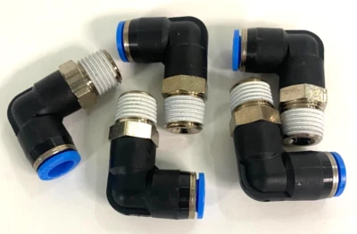 FESTO 90 DEGREE ANGLED ELBOW THREADED ADAPTOR NICKEL-PLATED THREADED **LOT OF 5 - Image 1 of 4