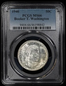 1946 50c Booker T. Washington Commemorative Half Dollar PCGS MS 66 | Unc BU - Picture 1 of 4