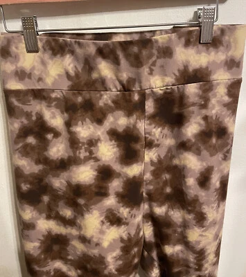 LOGO by Lori Goldstein Brown/Tan  Mod Tie-dye Cotton/Spandex Leggings 2X (18/20) - Image 1 of 4