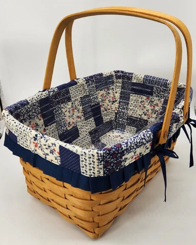Longaberger Vintage 1997 Medium Market Basket~Protector~Well Made OTE Blue Liner Cover