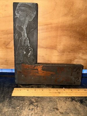 Large Printing Block “The Jolt Stands” Copper Face Block! Whitney Bro. - Image 1 of 4
