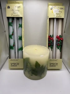 90s Christmas Holiday Taper 2 Candles 10"   NOS LOT 3 - Picture 1 of 4