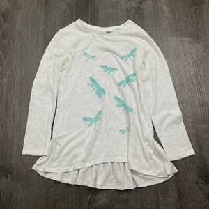 Cato Girls Tunic Top Long Sleeve White Teal Dragonflies Glitter Size 10 / 12 - Picture 1 of 4