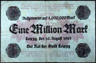 LEIPZIG+1923+1+Million+Mark+Overprint+Inflation+Notgeld+Banknote+Germany