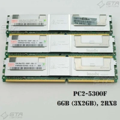 6GB (3x2GB) Hynix Server Memory Ram 2RX8 PC2-5300F HYMP525F72CP4N3-Y5 - Image 1 of 2