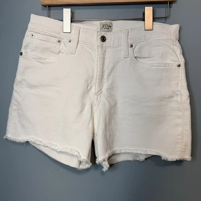 J.‎ CREW Raw Hem White Denim Relaxed Mid Rise Shorts. Women’s 28 - Image 1 of 4