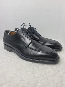 Santoni Nuvola Men 11 D Black Leather Derby Apron Toe Dress Shoes 641246 - Picture 1 of 12