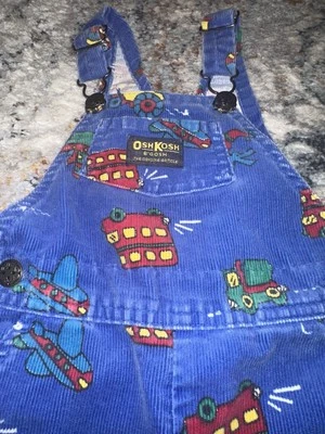 Mono de colección OshKosh B’gosh azul pana vehículo autobús avión barco talla 24 M Foto 1 de 4