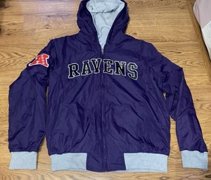 Baltimore Ravens Mens Purple Gray Reversible Hooded Full Zip Jacket Large - Picture 1 of 7