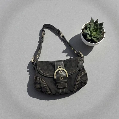 RARE Vintage Coach 6171 Y2K Soho Bag Purse Baguette Jacquard Monogram Leather - Image 1 of 4