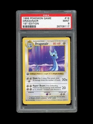 POKEMON PSA 9 MINT DRAGONAIR 1ST EDITION SHADOWLESS BASE SET 1999 CARD 18/102 - Image 1 of 2