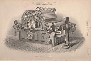 IMPRESIÓN 1874 ~ MOTOR DE CARDADO AUTODESMONTABLE por DOBSON & BARLOW BOLTON - Imagen 1 de 2