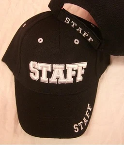 NEW STAFF BLACK EMBROIDERED ADJUSTABLE HAT baseball style cap bouncer guard A82 - Picture 1 of 1