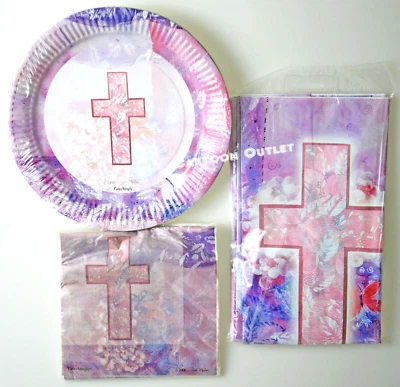 Communion Holy Cross Plates Napkins Table Cover Set Comunion Servilletas Platos - Image 1 of 3