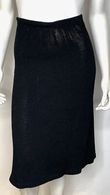 Vintage Adolfo Black Boucle Knit Skirt Womens M Straight Needs Elastic - Image 1 of 4