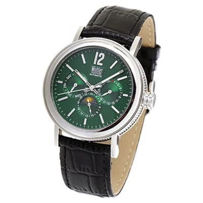 RELOJ MECÁNICO AUTOMÁTICO WOHLER ADORNO PARA HOMBRE NUEVO STOCK ANTIGUO CUERO Foto 1 de 4