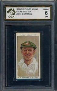 1934 John Player And Sons Don Bradman Graded CGA 6 Cricket Pre- WW2 Vintage - Picture 1 of 3
