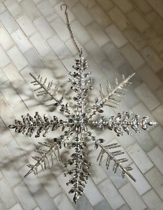 Rhinestone Jeweled & Beaded 3D Snowflake Hanging Ornament 19” - Picture 1 of 4