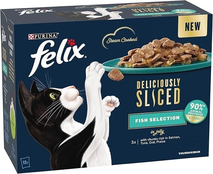 Felix Deliciously Sliced Fish Selection in Gelee Katzenfutter (12er Pack × 80g ) × 4 - Bild 1 von 1