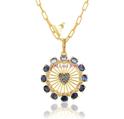 Único Colgante de Amor HECHO A MANO Zafiro Azul Natural en Forma de Corazón 925 Esterlina Foto 1 de 4