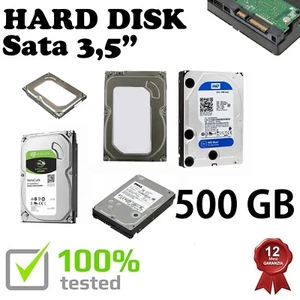 Hard Disk 500GB SATA 3.5" interno per computer fisso con GARANZIA Test OK - Foto 1 di 2