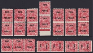 c.1930 KGV Australia TWO PENCE Black Surcharge on 1 1/2d Red Pairs Strips MNH ** - Picture 1 of 1