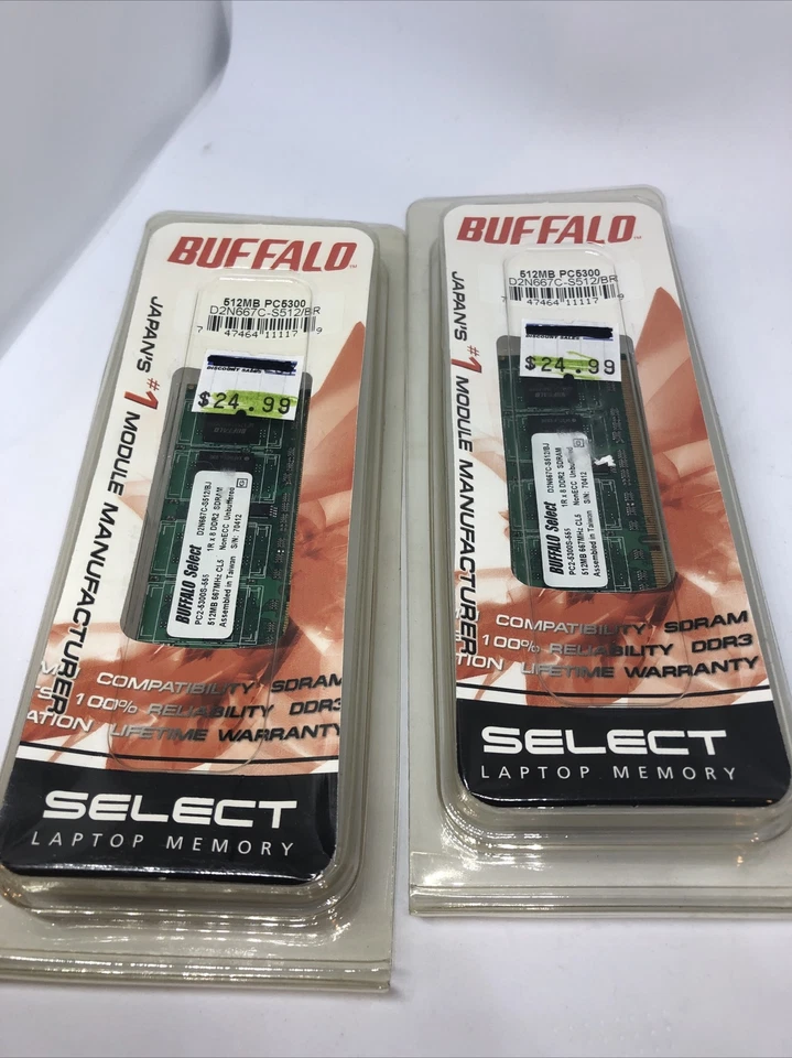 NEW 1GB 2pcs 512mb PC2-5300S-555 667MHz DDR2 SDRAM Laptop SODIMM Memory NonECC  - Image 1 of 4