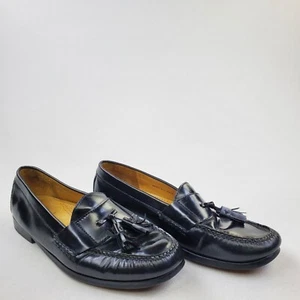 Cole Haan Loafers Men Size 9.5 D Tassel Slip-on Black Leather Moc Toe - Picture 1 of 12