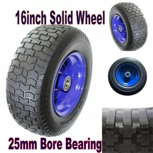16" 6.5-8 Solid Wheelbarrow Wheel Non-Pneumatic Tyre Barrow Trolley Wagon 25mm - Picture 1 of 7