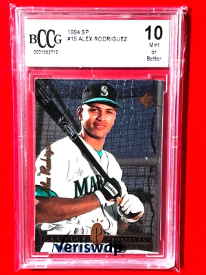 1994 SP Foil Alex Rodriguez #15 Rookie RC Gem Mint 10 BCCG Hall of Famer - Image 1 of 2