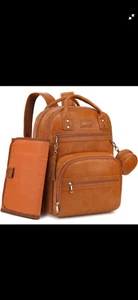 Premium Vegan Leather Diaper Bag Backpack with Waterproof Changing Pad, Reinf... - Picture 1 of 1