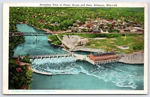 Postcard Aeroplane View Of Power House And Dam, Kilbourn Wisconsin Unposted - Picture 1 of 2