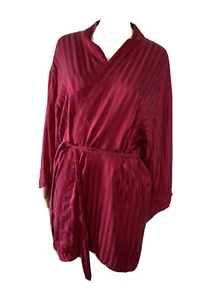 Fredericks Of Hollywood Silk Collection Nightgown Bathrobe Silk Burgundy Size L - Picture 1 of 8