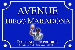 REPLIK STRAßENSCHILD Diego MARADONA FUSSBALL 30X20 ALU NEU - Bild 1 von 1