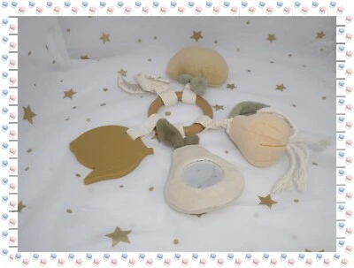 ㉕ - Doudou Hochet Jouet d'Activités Fruits Beige Ecru Miroir Konges Slojd - Photo 1/3
