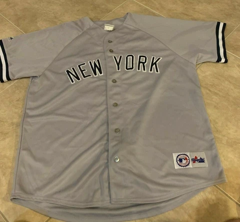 Jason Giambi 25 Gray Road Majestic Sewn Jersey Button Front New York Yankees XL Cover