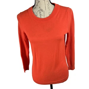 J Crew Womens Sz. Sm Sweater 100% Merino Wool Orange Crew Neck Long Sleeve - Picture 1 of 10