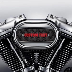 Inserto de filtro de aire con diseño de cuero de puntada negra de texto personalizado reemplazar inserto Harley - Imagen 1 de 8