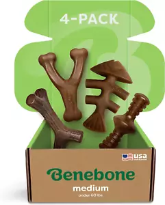 Benebone Medium Confezione da 4 Giocattoli da Masticare per Cani per Masticatori Aggressivi, Made in USA, 60Lbs - Foto 1 di 12