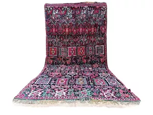 Vintage Moroccan Azilal Rug Geometric Tribal Handmade Area Carpet Berber Wool - Picture 1 of 24