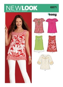 NEW LOOK 6871 MISSES' TUNICS TOPS Patrón de Costura Fácil Talla 10-22 Habilidad: PROMEDIO - Imagen 1 de 4