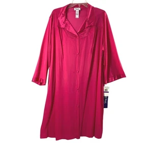 Accappatoio Vanity Fair donna 2XL rosa fucsia nylon con bottoni loungewear copricostume - Foto 1 di 10