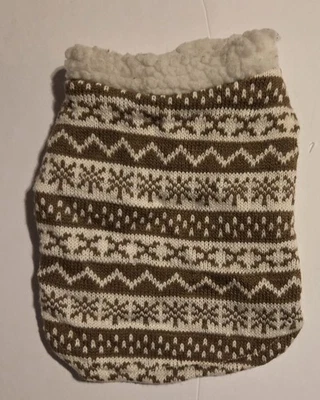 Perro mascota talla XS Chaleco Suéter Tejido con Cuello de Vellón Marrón Patas N Garras Foto 1 de 4