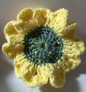 Handmade Crochet Sunflower Pin Cushion Made By My Grandmother With Lots Of Love - Picture 1 of 7