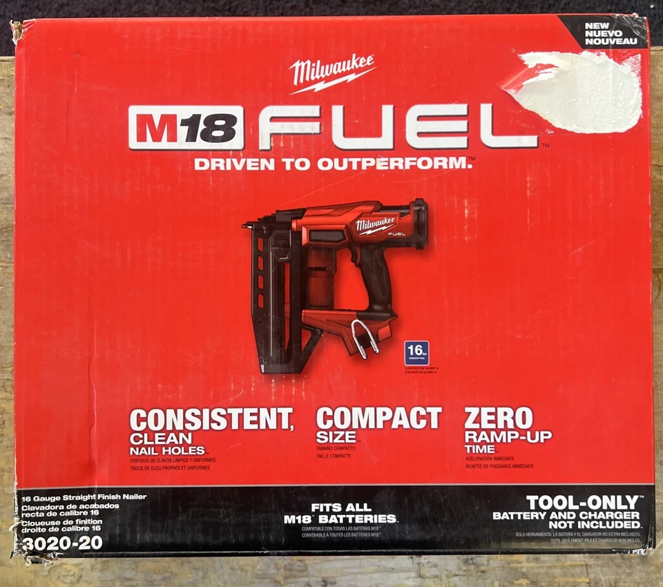 Pregador de acabamento reto Milwaukee M18 FUEL CALIBRE 16 - Apenas ferramenta (3020-20) - Imagem 1 de 1