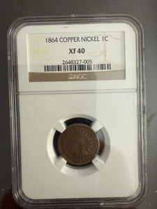 1864 Indian Head Cent * Copper Nickel * NCG XF40 * - Picture 1 of 2