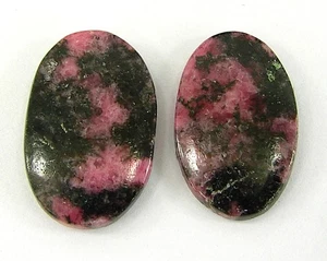 Coppia di Rodonite Rosa Naturale 25,30 Ct Gemme Sciolte Cabochon Filo Avvolgente Pietra - 28654 - Foto 1 di 2