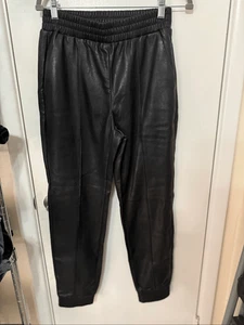 Pantalones de chándal negros de cuero sintético LNA Clothing talla S - Imagen 1 de 10